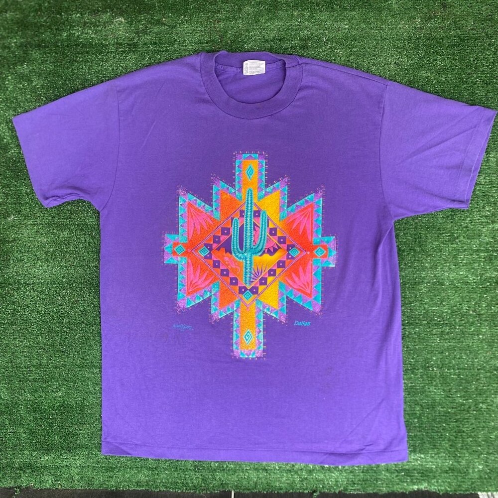 Vintage 90s Dallas Texas Shirt Western Geometric Tourist Tee